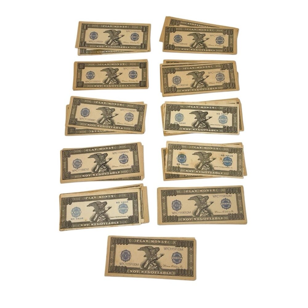 VTG Whitman Publishing Play Money 1950’s 11 Denominations 59 Bills Ephemera